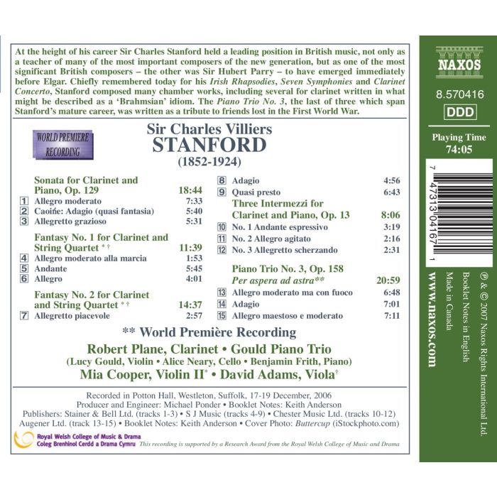 Stanford: Clarinet Sonata,  Piano Trio No. 3 - slide-1