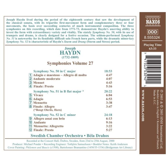HAYDN: Symphonies, Vol. 27 - Nos. 50, 51, 52 - slide-1