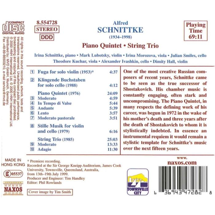 SCHNITTKE: Piano Quintet; String Trio; Stille Musik - slide-1