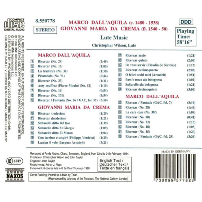 DALL'AQUILLA / DA CREMA: Lute Music - slide-1