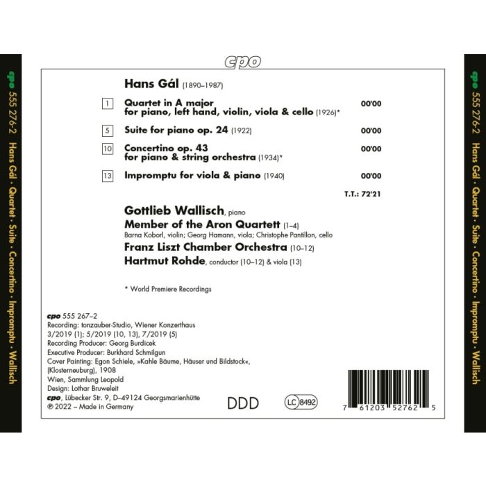 Gál: Piano Quartet in A major; Suite; Concertino; Impromptu - slide-1