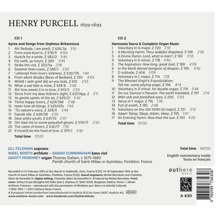 Purcell: Ayres & Songs from Orpheus Britannicus - Harmonia Sacra & Complete Organ Music - slide-1
