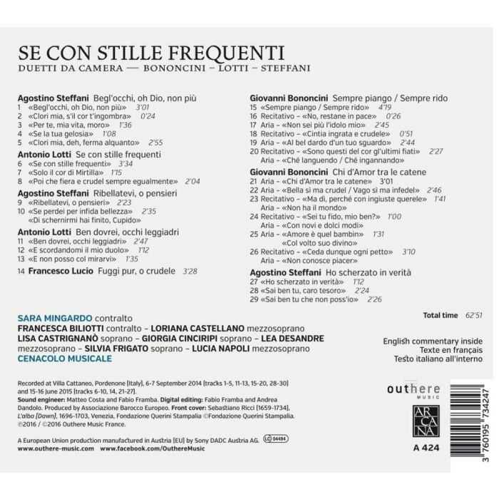 Bononcini; Lotti; Steffani: Se con stille frequenti - Duetti da camera - slide-1