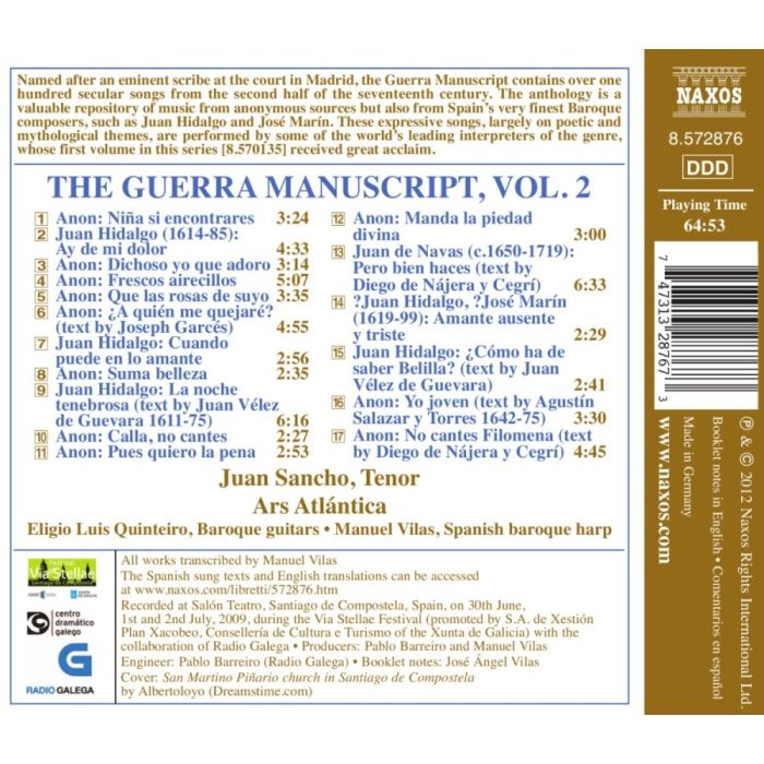 The Guerra Manuscript Vol. 2 - hiszpańska muzyka wokalna z XVII wieku - slide-1