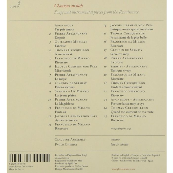 Chansons au luth, Songs and instrumental pieces from the Renaissance - slide-1