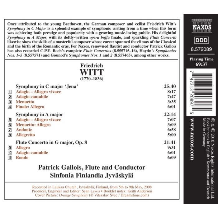 Witt: Symphony in C major ‘Jena’ & in A major, Flute Concerto in G major Op. 8 - slide-1