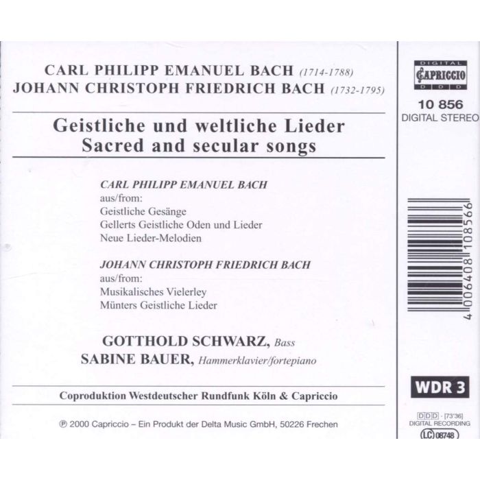 CPE/JCF Bach: Sacred and Secular Lieder - slide-1