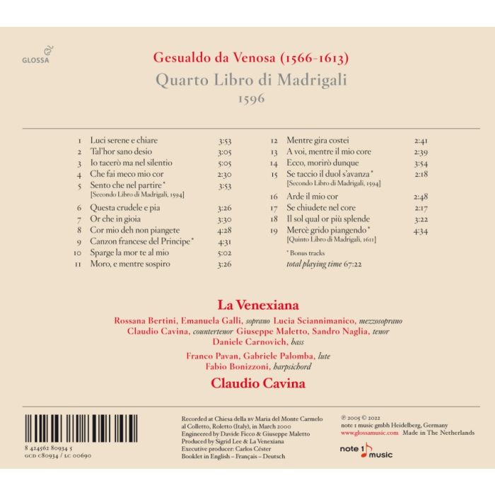 Gesualdo: Quarto Libro di Madrigali - slide-1