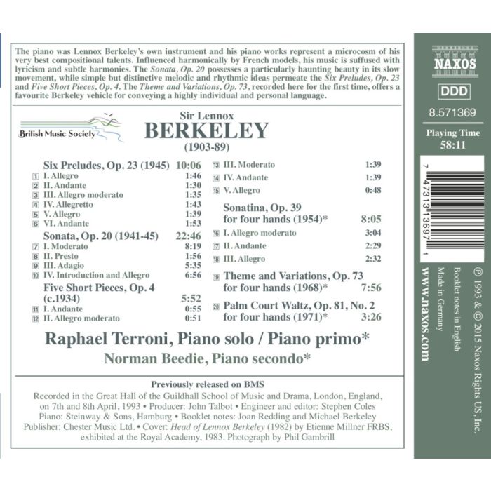 Berkeley: Music for Solo Piano and Piano Duet - slide-1