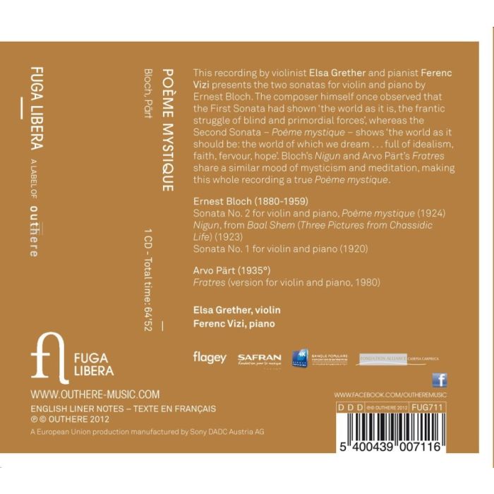 Bloch: Poème Mystique, Sonatas Nos. 1 & 2 / Pärt: Fratres - slide-1