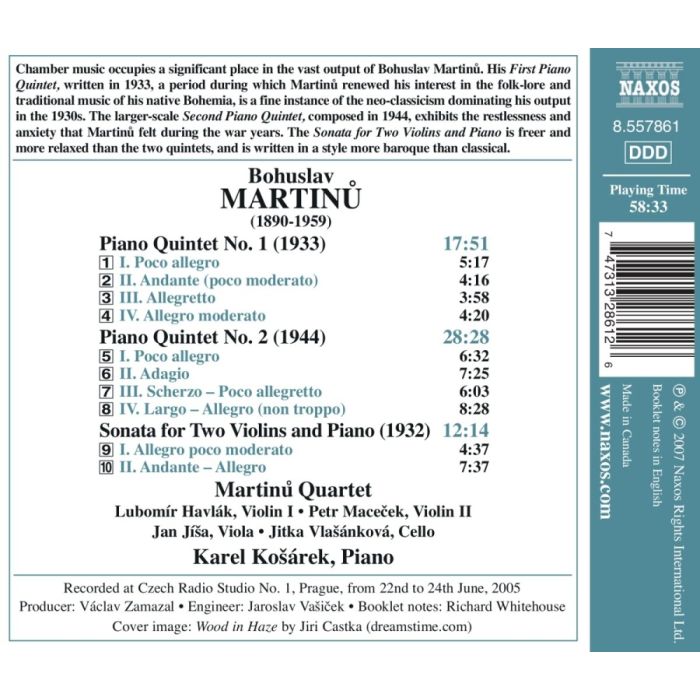 Martinu: Piano Quintets Nos.1 & 2, Sonata for 2 Violins & Piano - slide-1