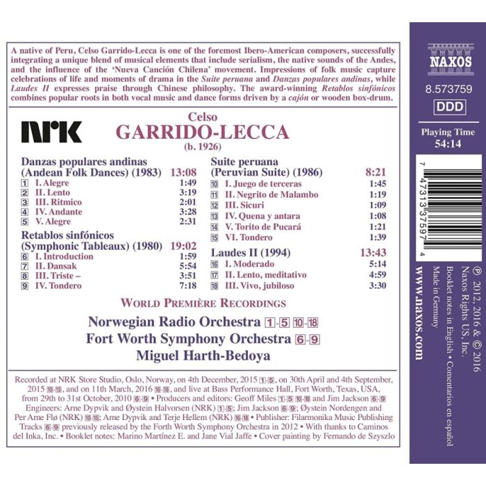Garrido-Lecca: Peruvian Suite,Andean Folk Dances  Laudes II  Symphonic Tableaux, - slide-1