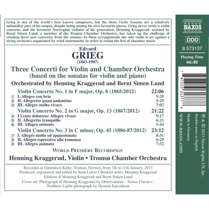 Grieg: Three Concerti for Violin and Chamber Orchestra - slide-1