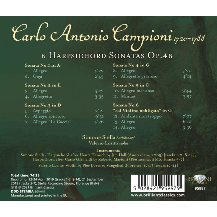 Campioni: 6 Harpsichord Sonatas Op. 4B - slide-1