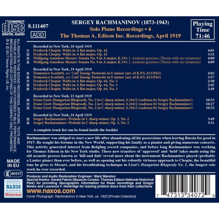 Rachmaninov: Piano Solo Recordings Vol. 4 - The Edison Recordings - slide-1