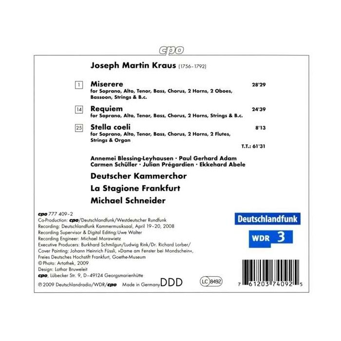 Kraus: Sacred Works - Miserere, Requiem, Stella coeli - slide-1