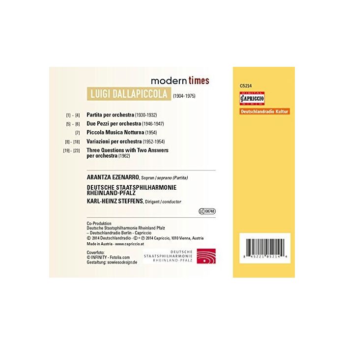 Dallapiccola: Partita per orchestra; Due Pezzi per orchestra; Piccola Musica Notturna; ... - slide-1
