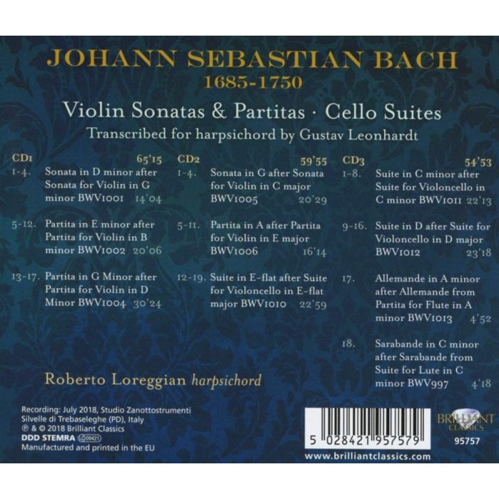 Bach: Violin Sonatas & Partitas, Cello Suites transcribed for harpsichord by Gustav Leonhardt - slide-1