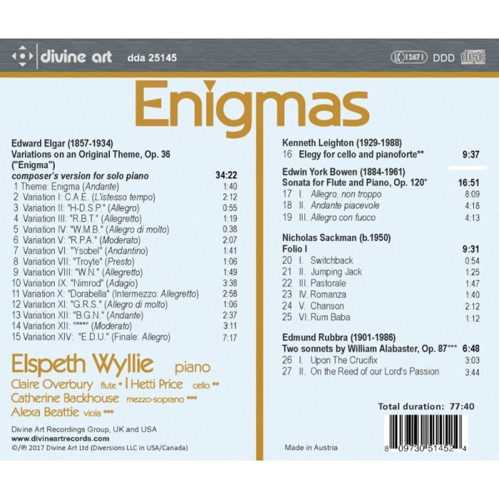 Enigmas - Elgar; Bowen; Leighton; Sackman; Rubbra - slide-1