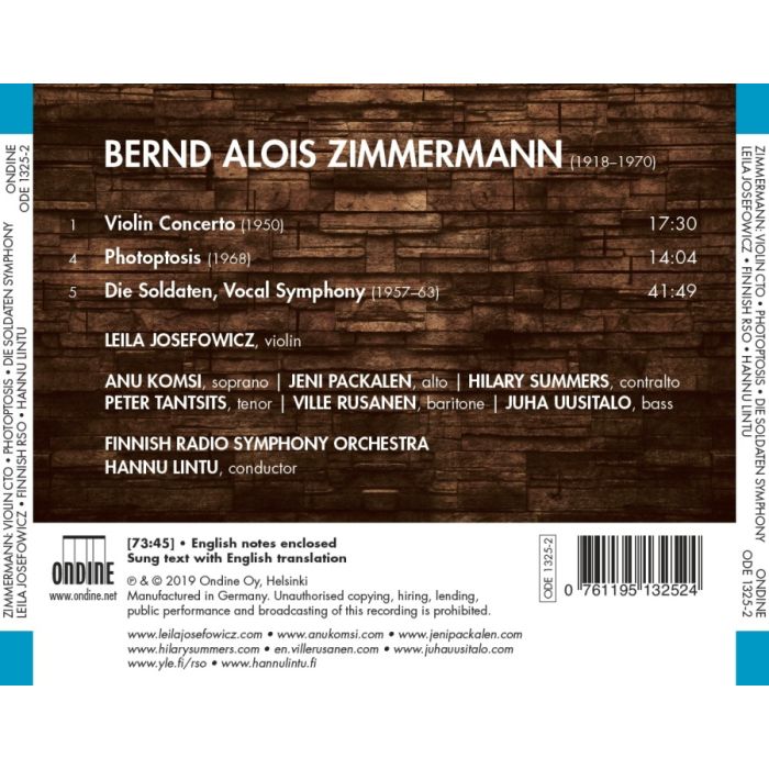 Zimmermann: Violin Concerto; Photoptosis; Die Soldaten Vocal Symphony - slide-1