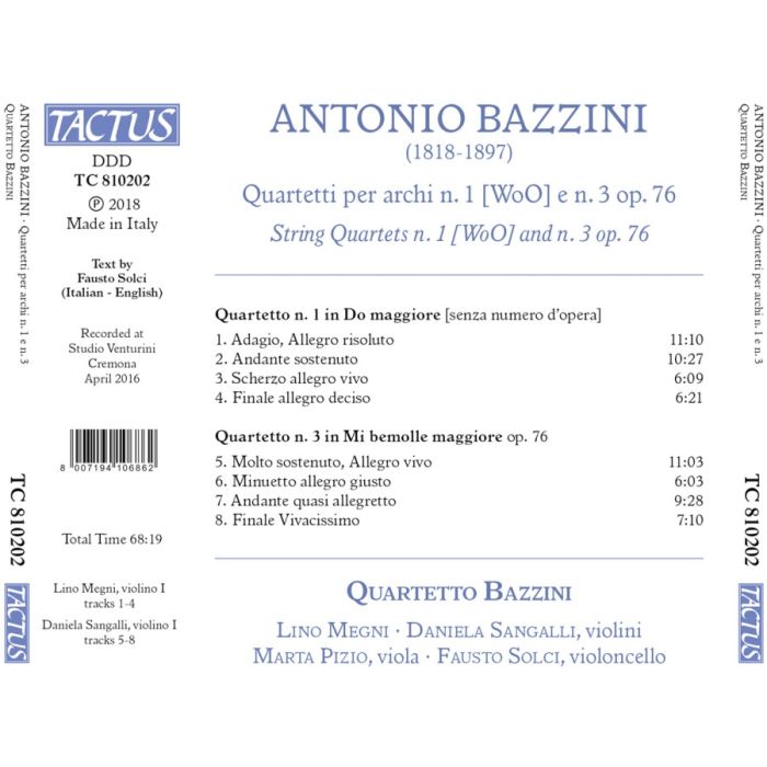 Bazzini: String Quartets nos. 1 & 3 - slide-1