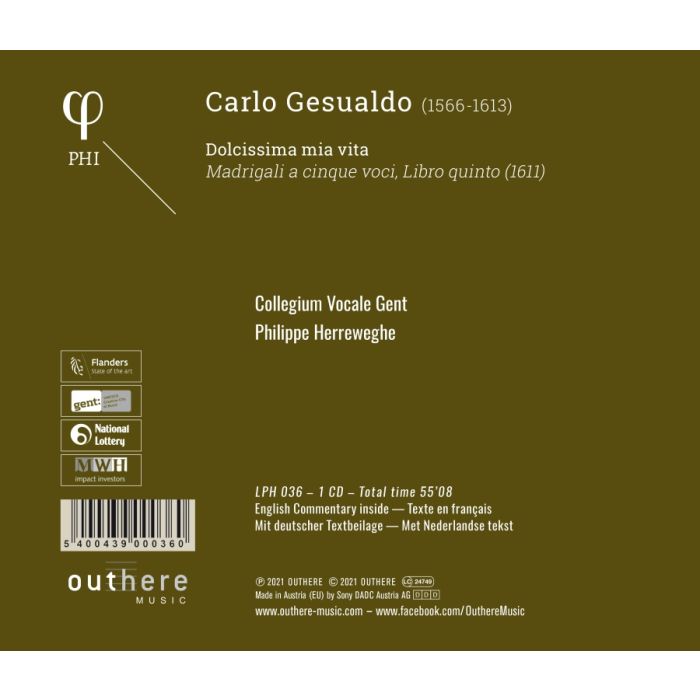 Gesualdo: Dolcissima mia vita - Madrigali a cinque voci, Libro quinto (1611) - slide-1