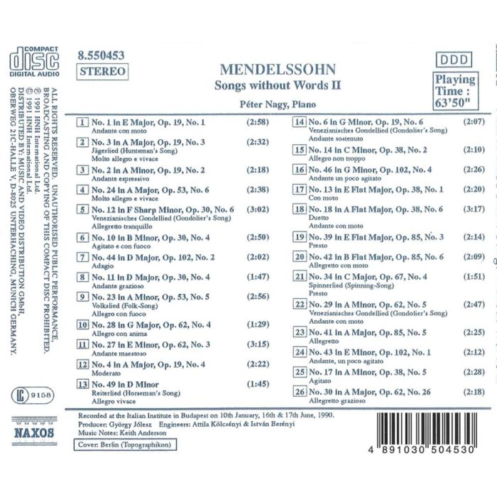 Mendelssohn: Songs without Words, Vol. 2 - slide-1