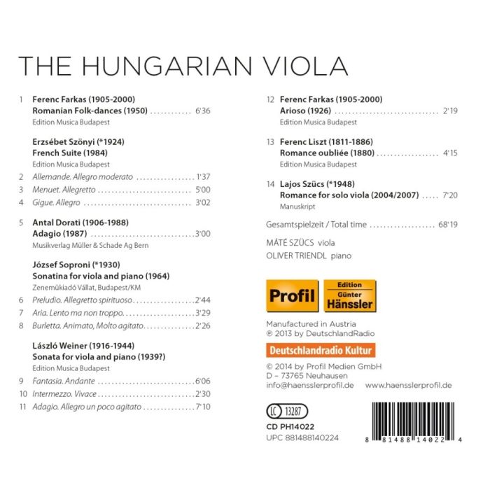 The Hungarian Viola: Farkas, Szönyi, Dorati, Soproni, Weiner, Liszt, Szücs - slide-1