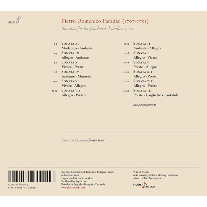 Paradisi: Sonatas for harpsichord - slide-1