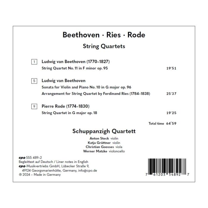 Beethoven; Ries; Rode: String Quartets - slide-1