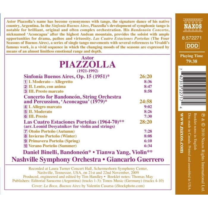 Piazzolla: Sinfonia Buenos Aires, Concerto for Bandoneón ‘Aconcagua’, Las Cuatro Estaciones Porteñas - slide-1