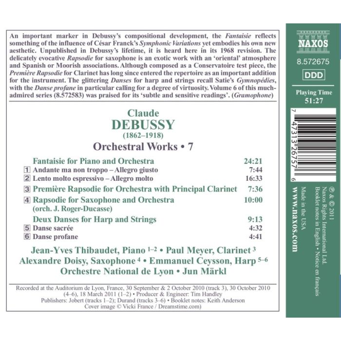 Debussy: Fantaisie for Piano and Orchestra, Deux Danses, Rhapsodies for Clarinet and Saxophone - slide-1