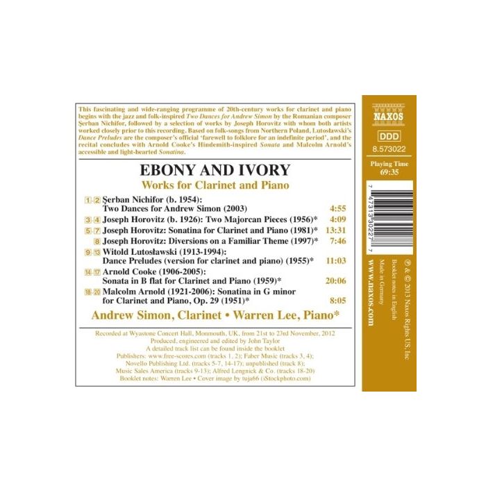 Ebony and Ivory: Works for Clarinet and Piano - Nichifor, Horovitz, Lutosławski, ... - slide-1