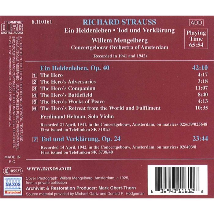 Strauss: Ein Heldenleben, Op. 40, Tod und Verklärung, Op. 24 (1941-1942) - slide-1