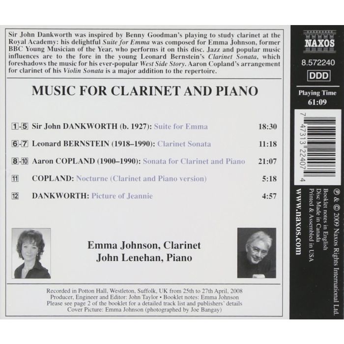 COPLAND / BERNSTEIN / DANKWORTH: Music for Clarinet and Piano - slide-1