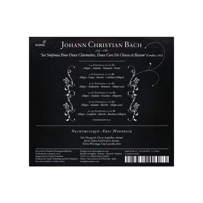 Bach, J.C.: ‘Sei Sinfonia’ London 1782 - ‘Sei Sinfonia Pour Deux Clarinettes, Deux Cors de Chasse et Basson’ - slide-1