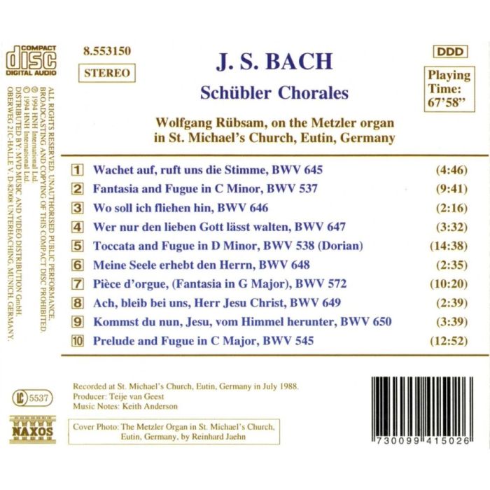 BACH J. S.: Schübler Chorales - slide-1