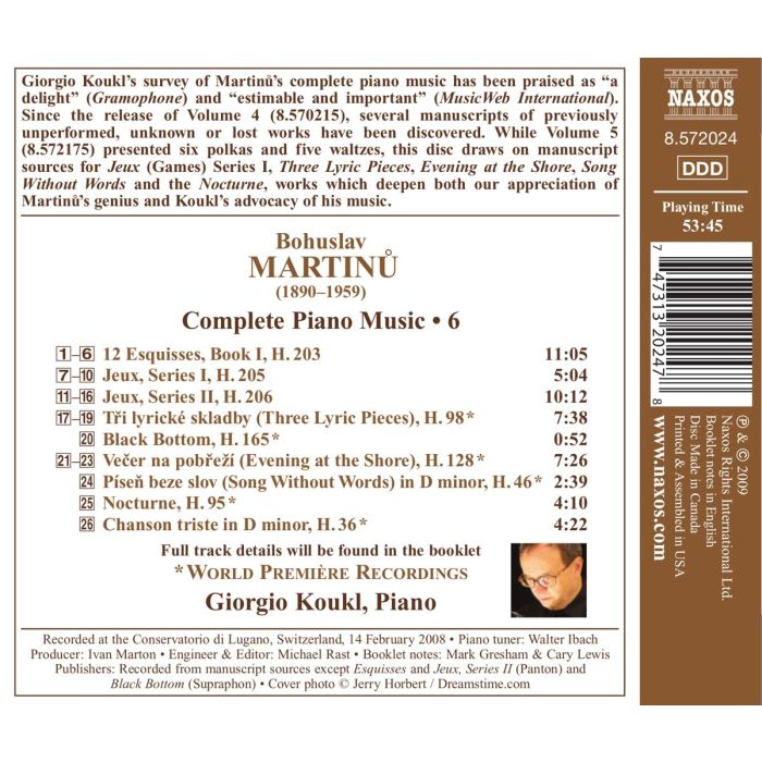 MARTINU: Complete piano music vol. 6 - slide-1