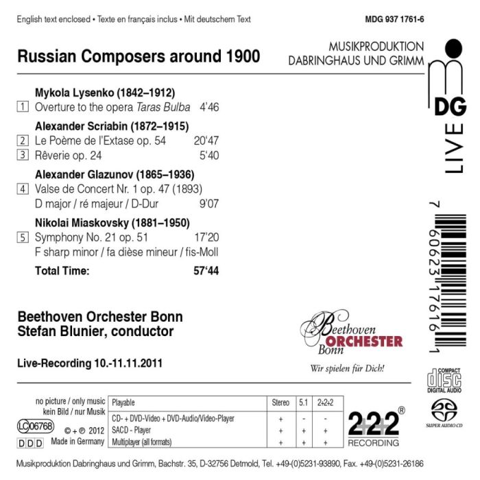 Glazunov: Concert Waltz No. 1, Lysenko: Overture to 