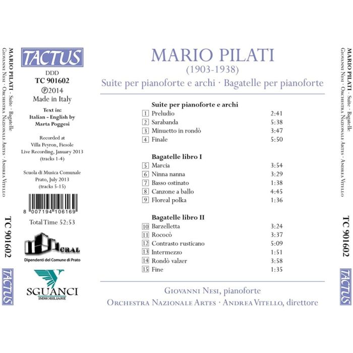 Pilati: Suite per pianoforte e archi,  Bagatelle per pianoforte - slide-1