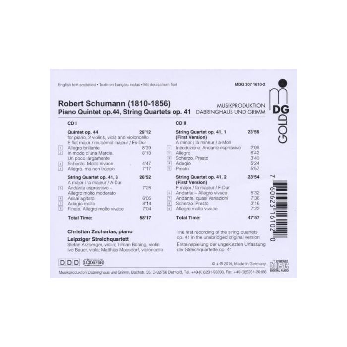 Schumann: Piano Quintet op. 44, String Quartets op. 41 - slide-1