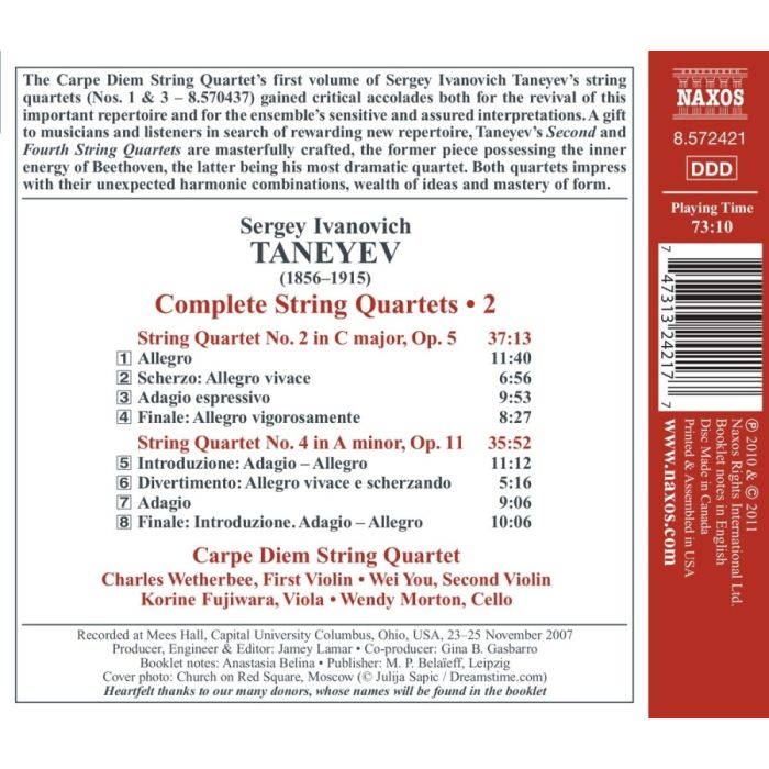 Taneyev: String Quartets 2 - Nos. 2 & 4 - slide-1