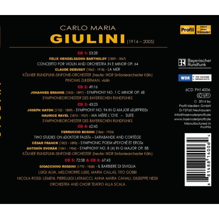 Giulini Anniversary Edition – Haydn,Mendelssohn Brahms Debussy Busoni Dvorak Rossini Franck - slide-1
