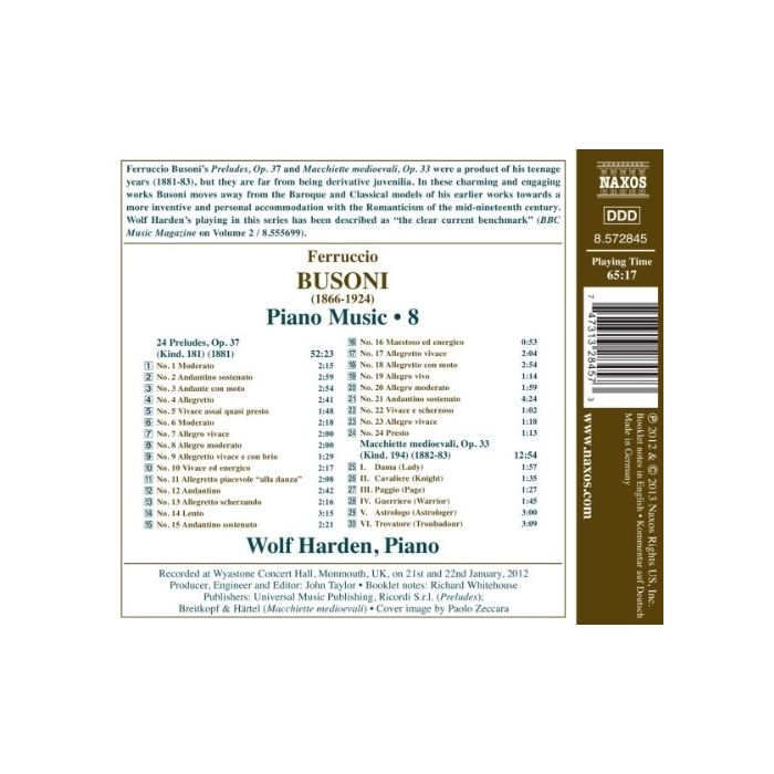 BUSONI: Piano Music Vol. 8 - 24 Preludes Op. 37, Macchiette medioevali - slide-1