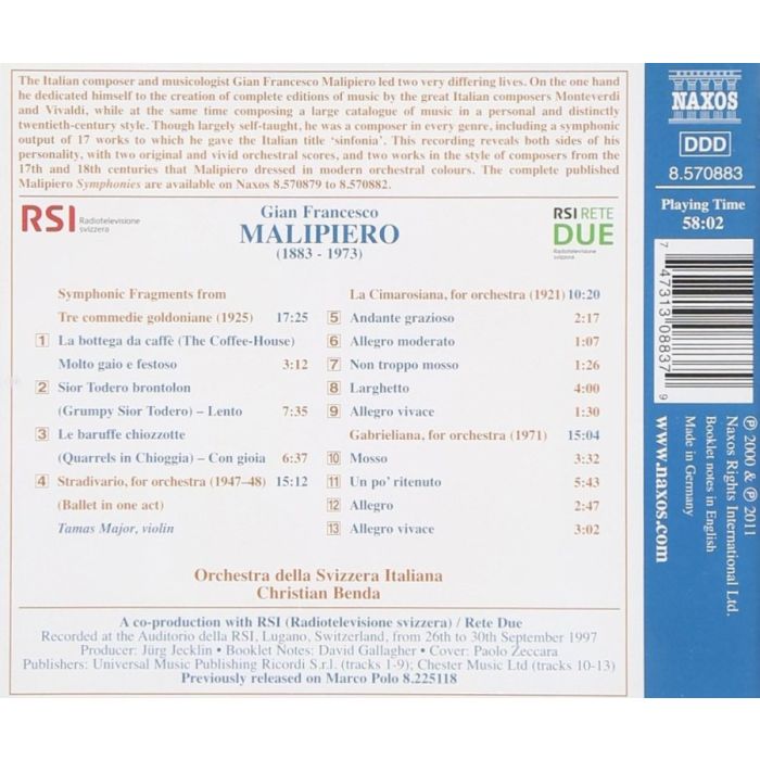 Malipiero: Tre commedie goldoniane, Stradivario, La Cimarosiana, Gabrieliana - slide-1