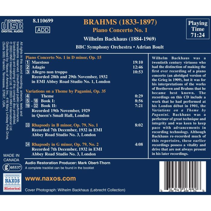 Brahms:Piano Concerto No 1; Piano Works - slide-1