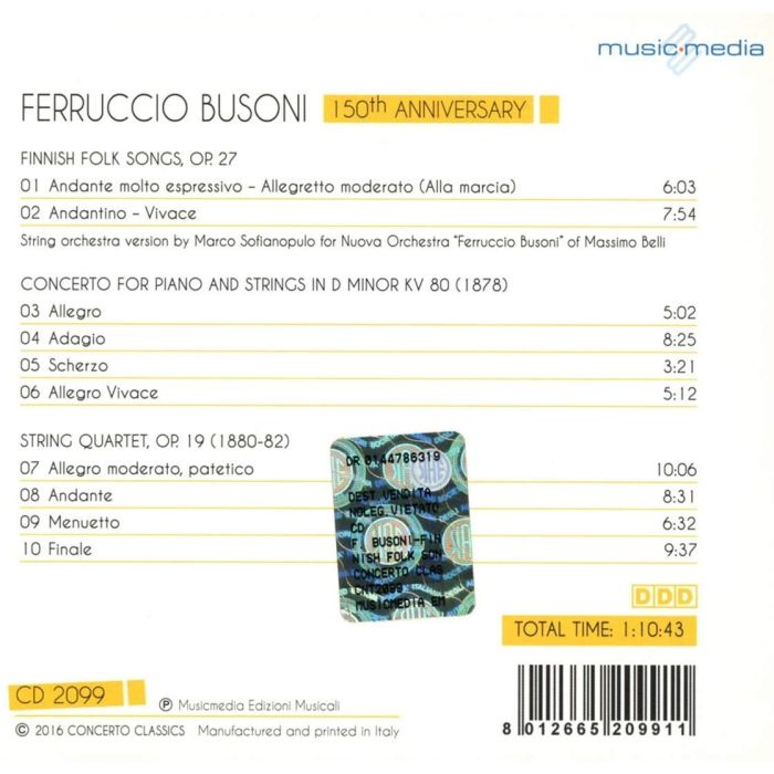 Busoni, Ferruccio - 150th Anniversary: Finnish Folk Songs; Piano Concerto; String Quartet - slide-1