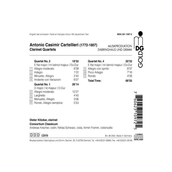 Cartellieri: Clarinet Quartets - slide-1