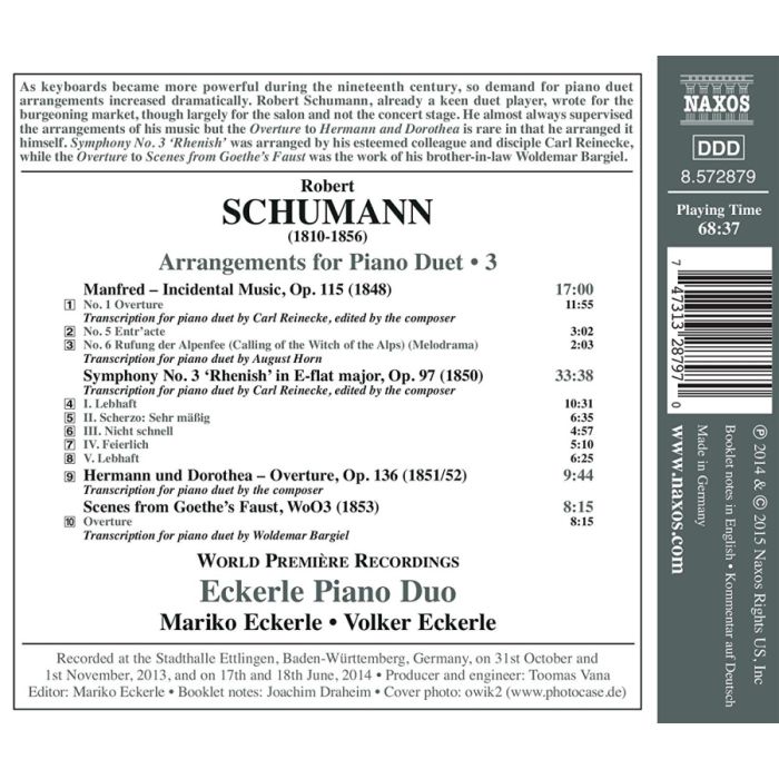 Schumann: Arrangements for Piano Duet Vol. 3 - Symphony No. 3 ‘Rhenish’ Overtures - slide-1