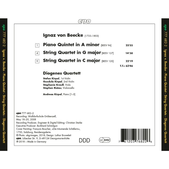 Beecke: Two String Quartets; Piano Quintet - slide-1